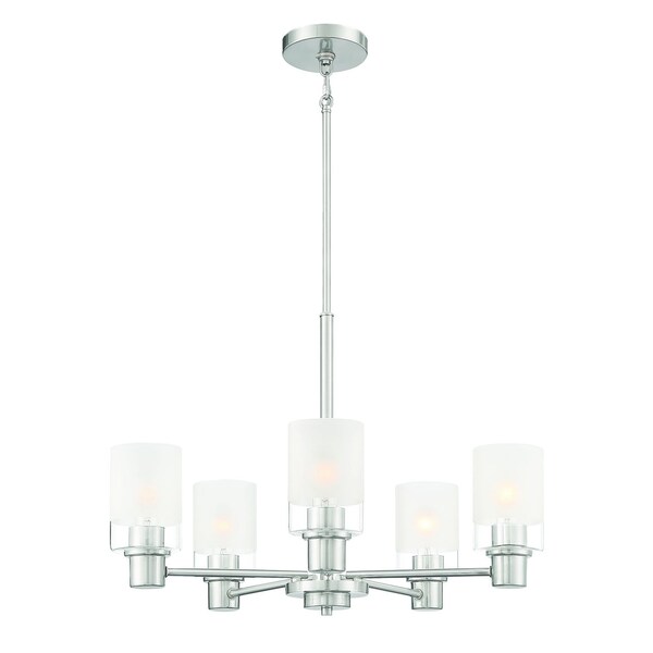 Designers Fountain Cedar Lane 3 Light Modern Matte Black with Clear Etched Glass Shades Chandelier For Dining Rooms D236M-5CH-BN - main